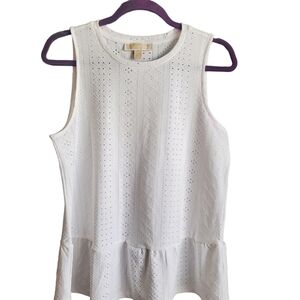 MICHAEL KORS‎ White Eyelet Tank Top Sz M